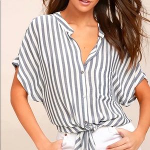 Beach grey and white striped top
